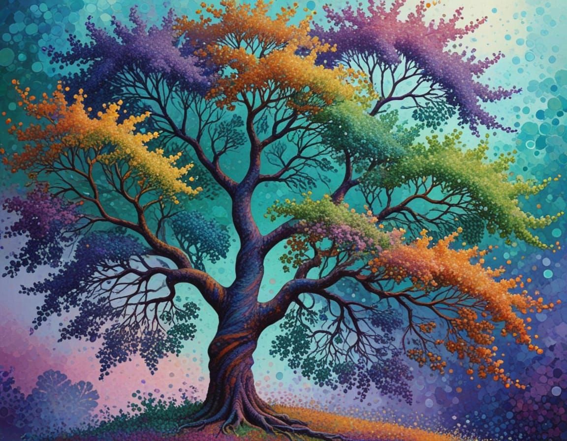 🥇tree with colorful leaves