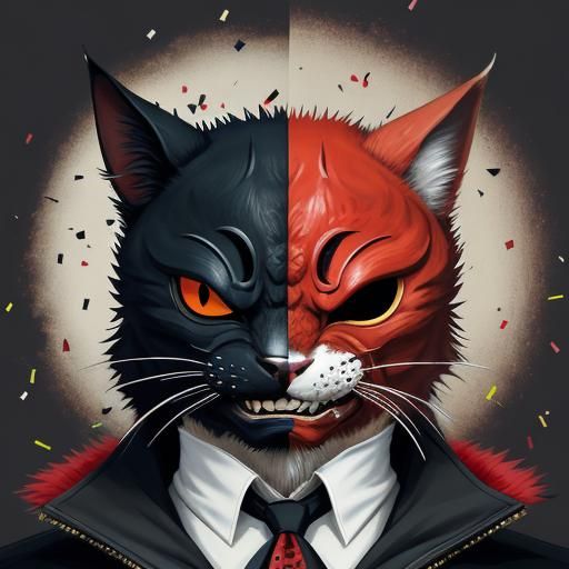 Surreal Feline Portrait with Sprinkles in a Cyberpunk Aesthe...