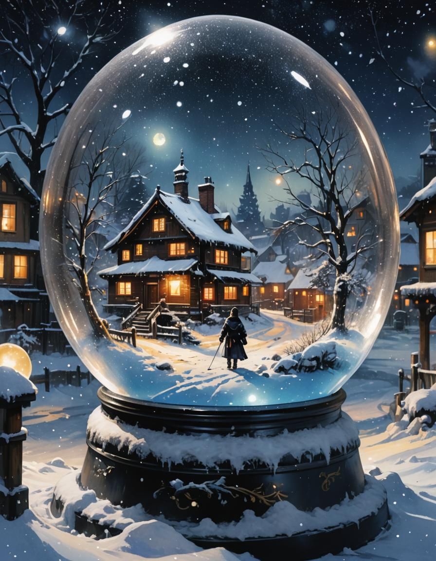 snowy vilage snow globe