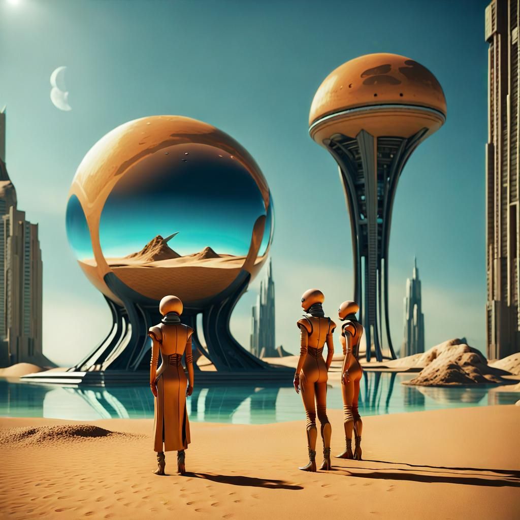 Elegant Aliens on an Alien Planet in Cinematic Style