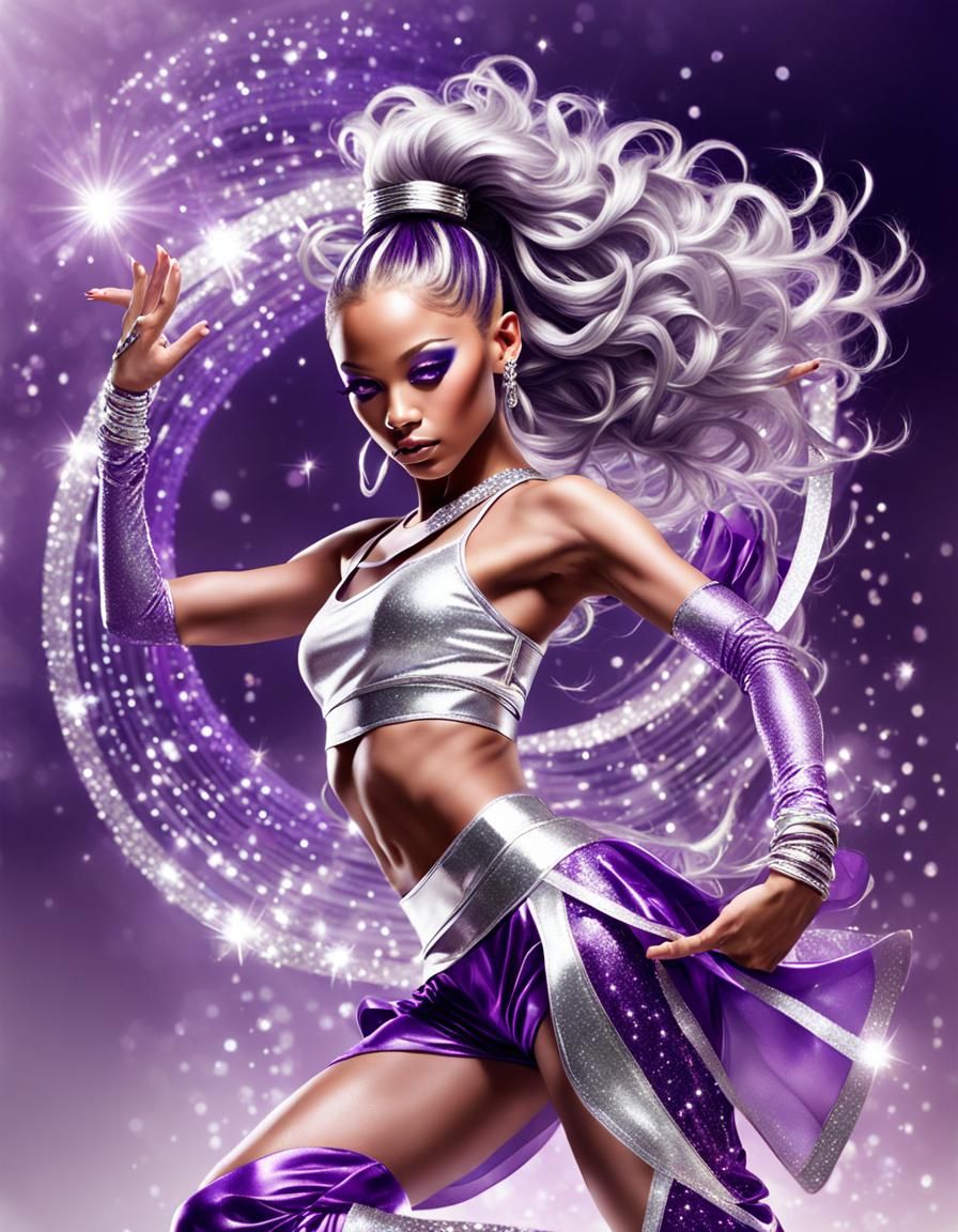 Fantasy Hip Hop Dancer in Purple and Silver