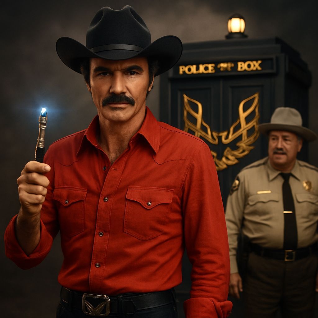 Burt Reynolds as Doctor Who with TARDIS