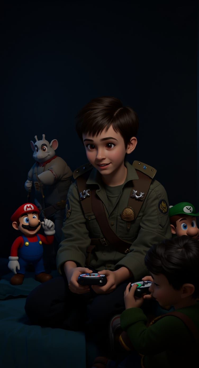 Teenage Gamer With Video Game Characters