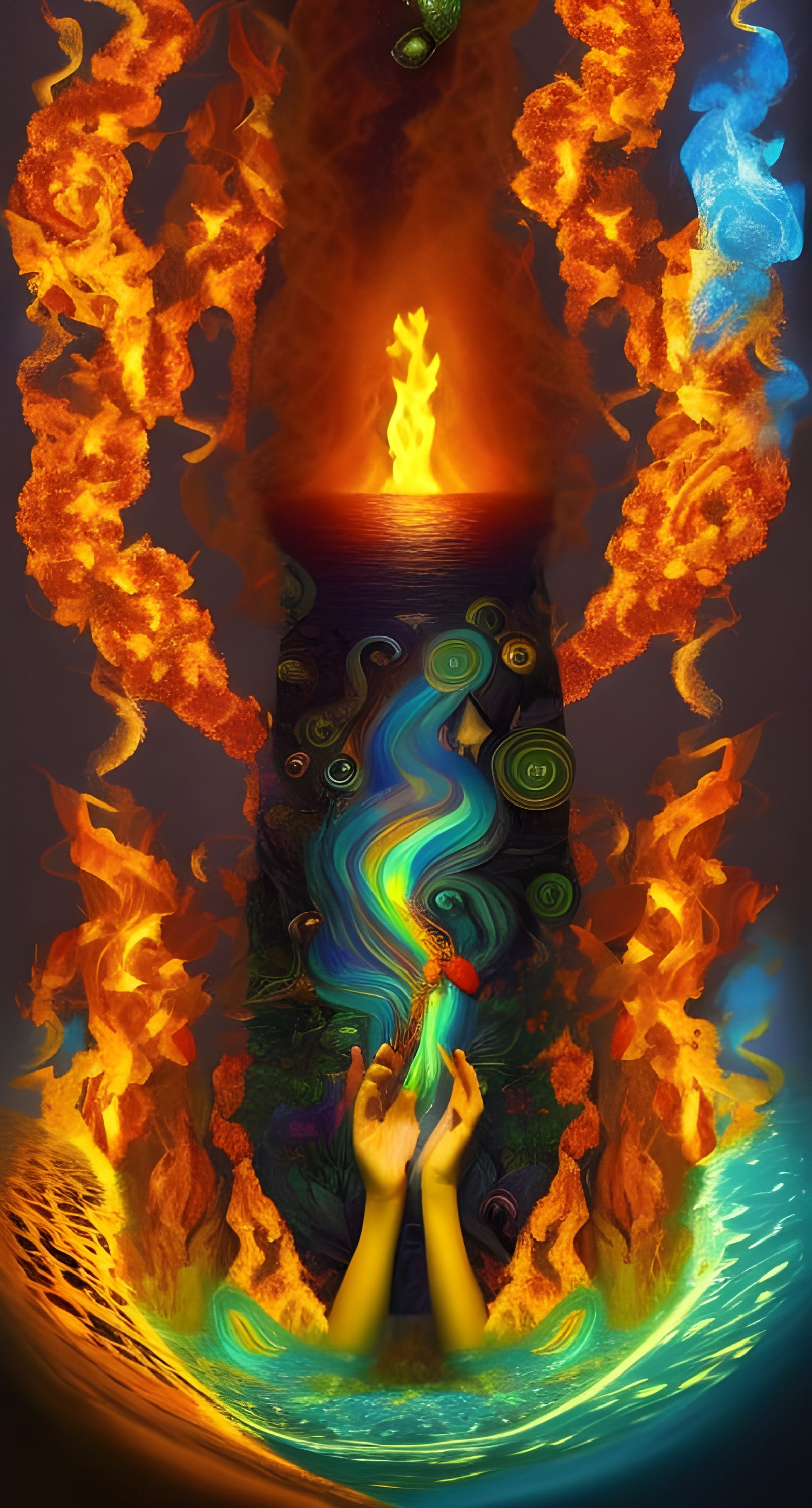 Elemental Fusion: A Vibrant Digital Art Masterpiece