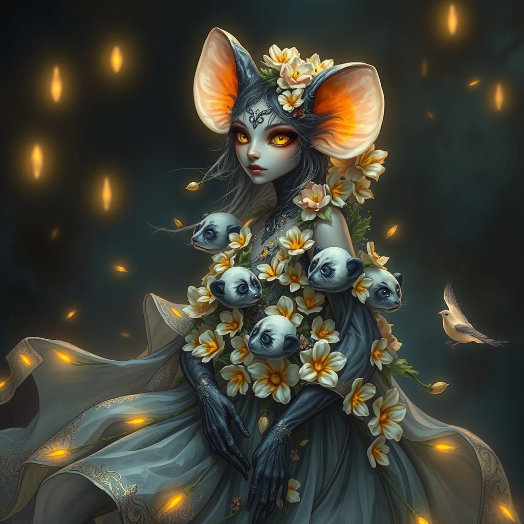 Mystical Wererat Temptress in Opulent Gown