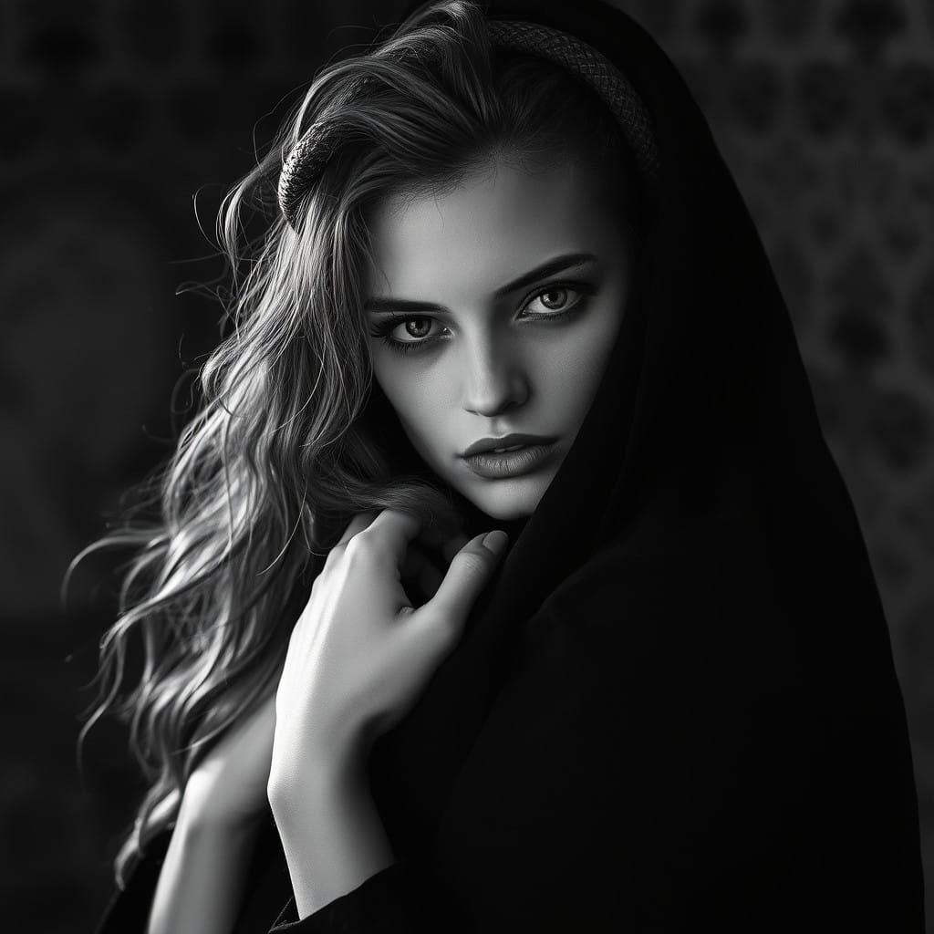 Mysterious Russian Siren in Soft Focus Black and White