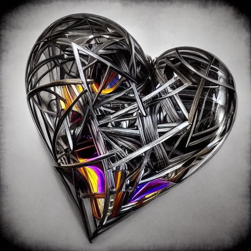 Intricate Metal Heart in Cyberpunk Style