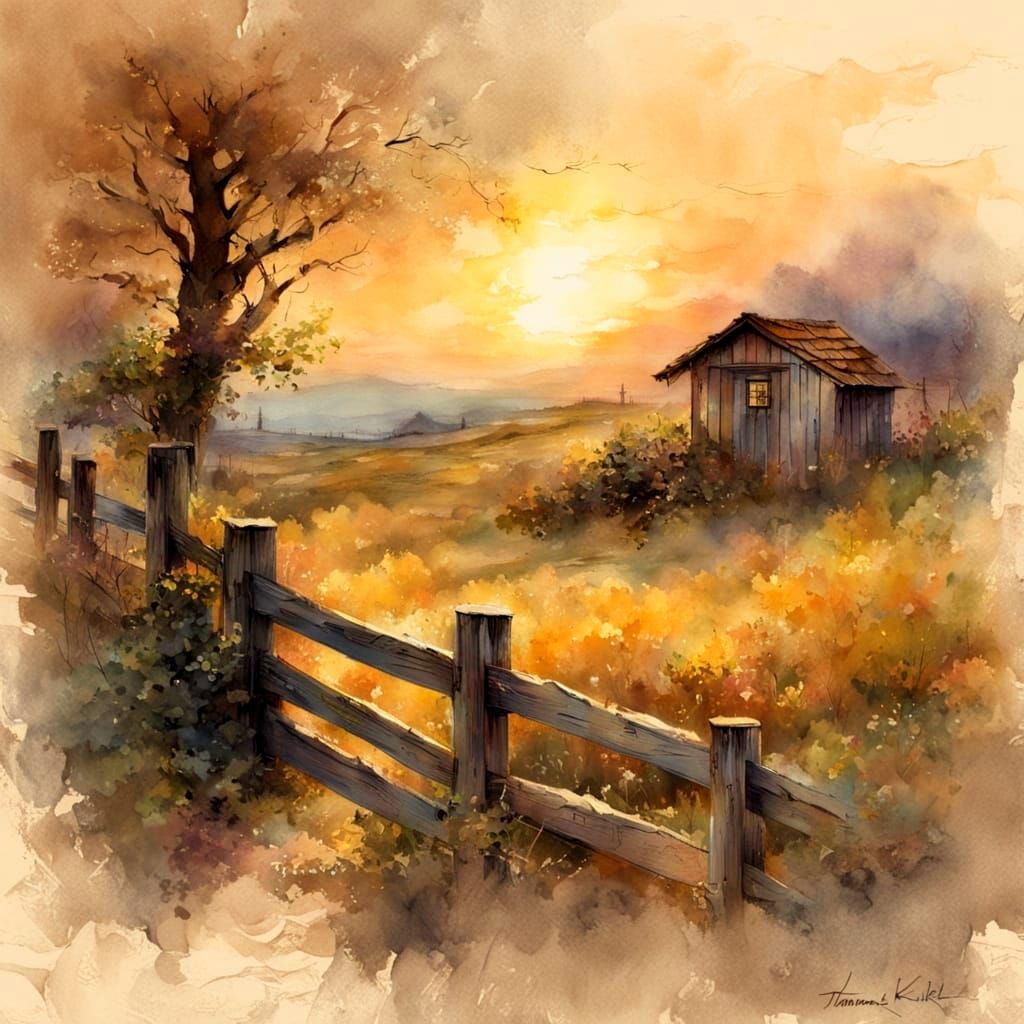 Warm Golden Light on a Rustic Greek Fence