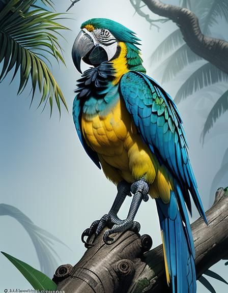 Macaw with Silver Plate Fantasy Book Cover