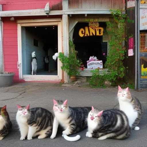 Western Town Dominated by Cats