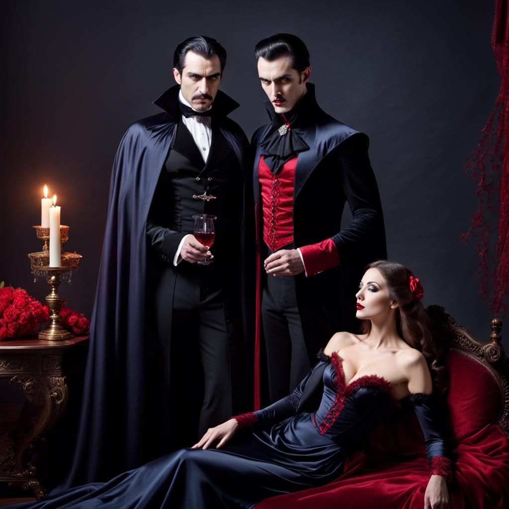 Dracula's Feast: A Gothic Horror Scene