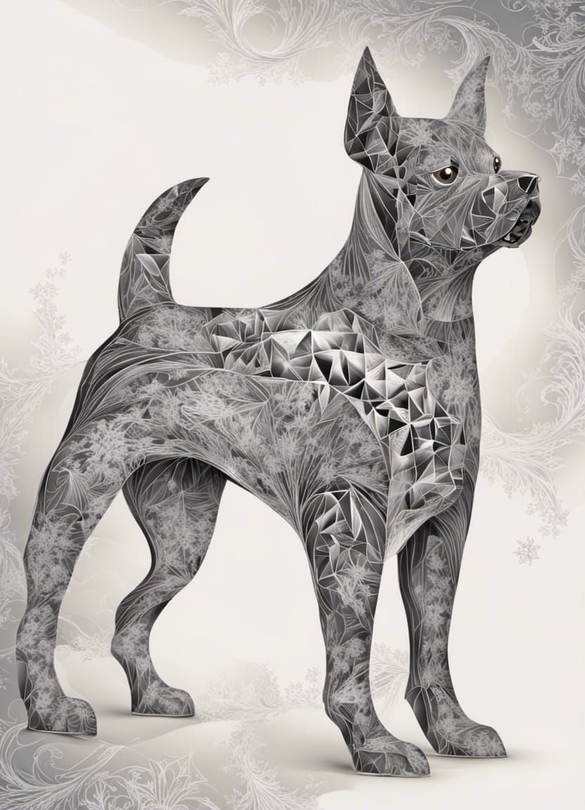 Abstract Christmas Dog Fractal in 3D Shading