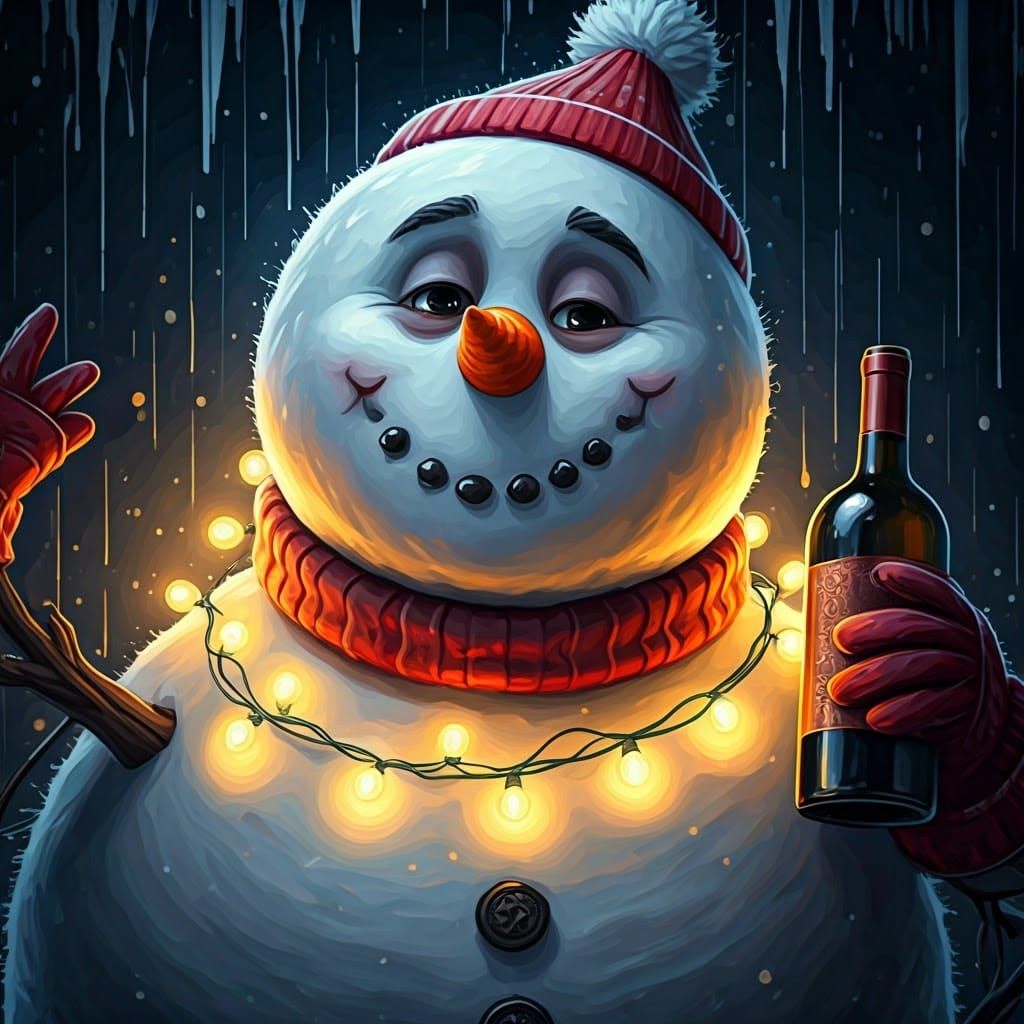 Charming Drunken Snowman in a Winter Wonderland