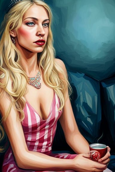 Blonde Princess with Crystal Crown in Post-Apocalyptic Setti...