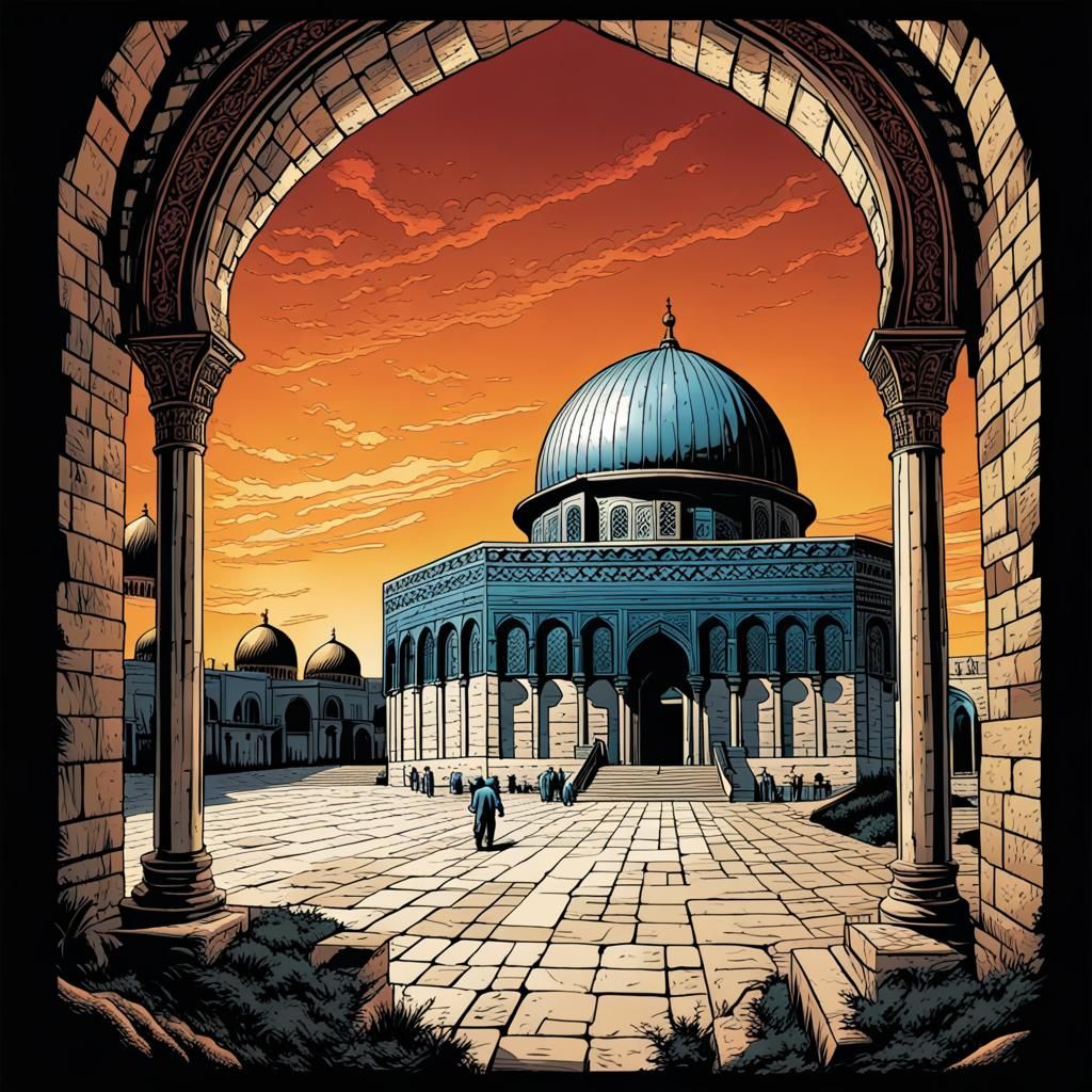 Al Aqsa Mosque: Comic Book Style Freedom Design