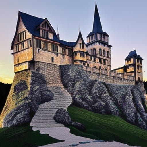 Majestic Castle at Sunset