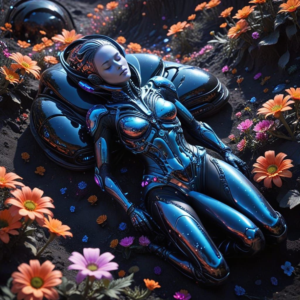 Alien Sleeping Beauty in Future Paradise