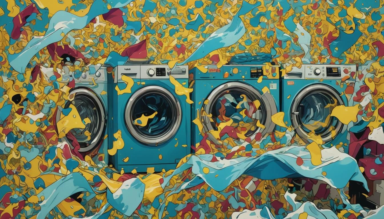 Pop Art Laundry on Screen in Comic Style