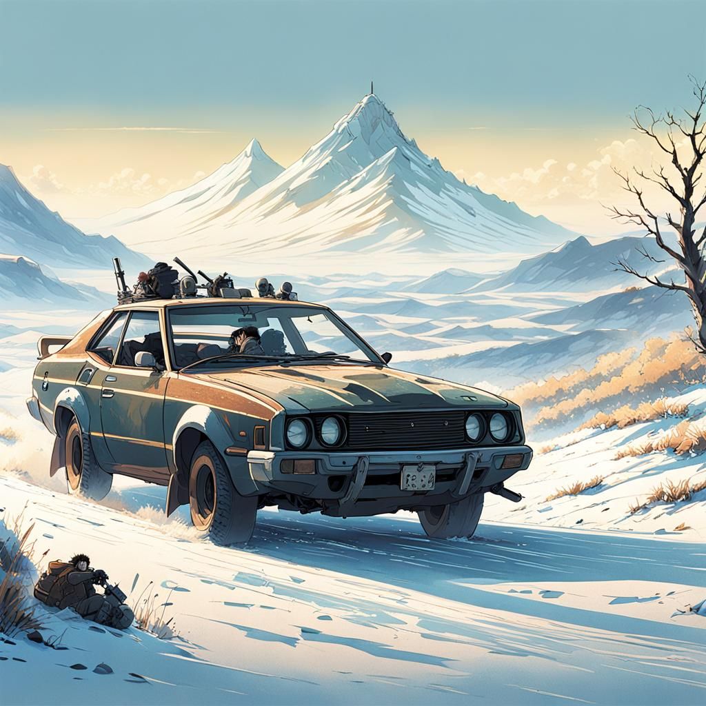 Winter Chase in Anime Style Inspired by Ghibli