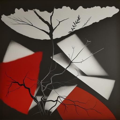 Avant-Garde Photogram with Solarization and Organic Silhouet...