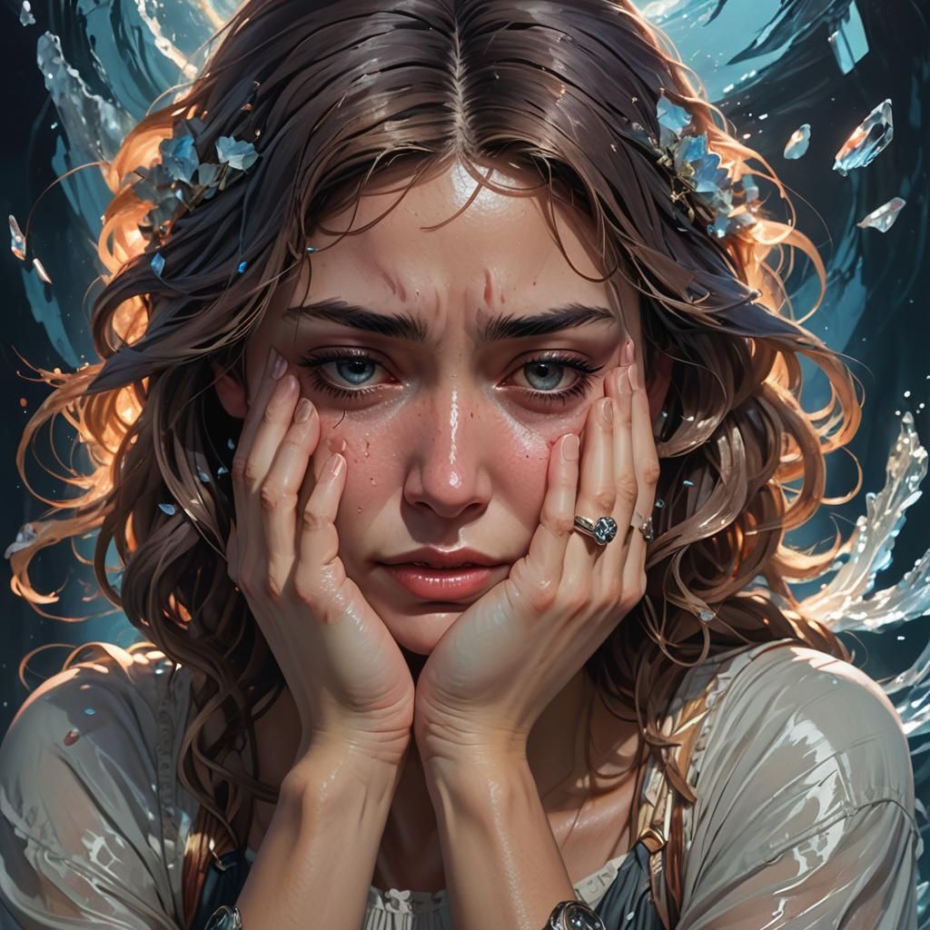 Woman's Tears Form Ocean: Detailed Concept Art