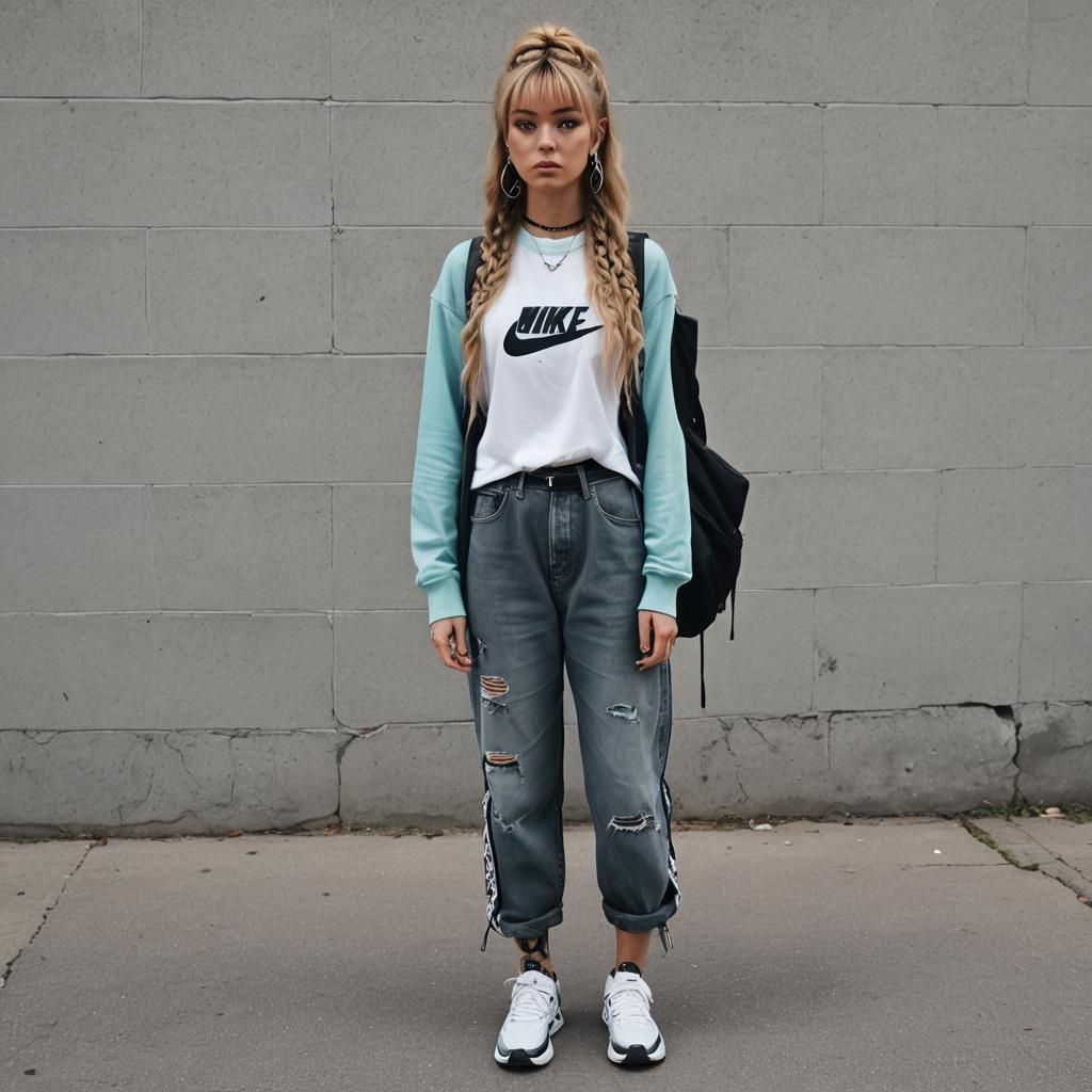 Anime-Style Girl on Skateboard in Black and White