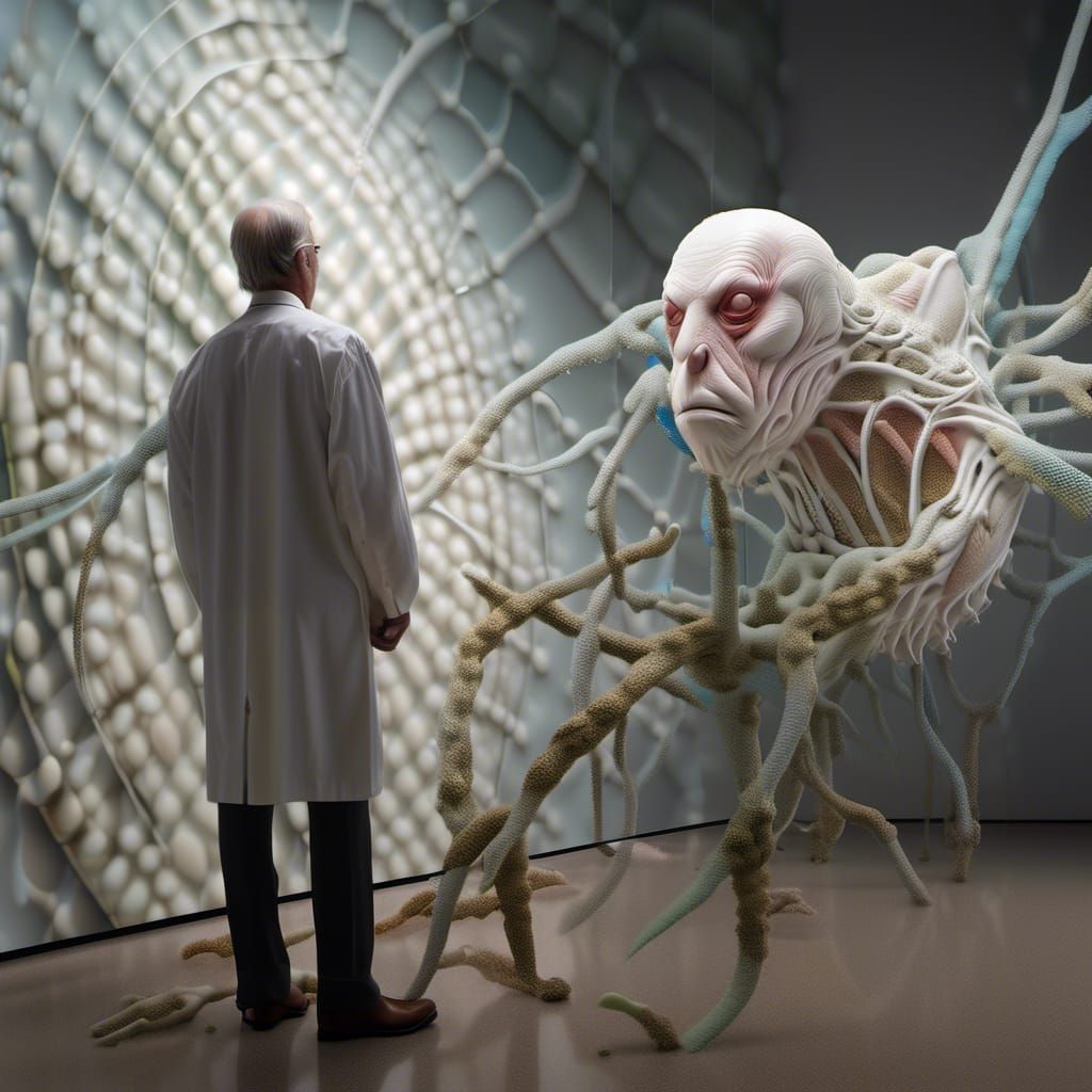 Surreal Portrait in White Laboratory, Detailed Matte Paintin...