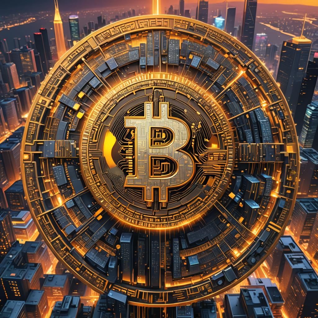 Bitcoin Symbol in Vibrant Digital Concept Art