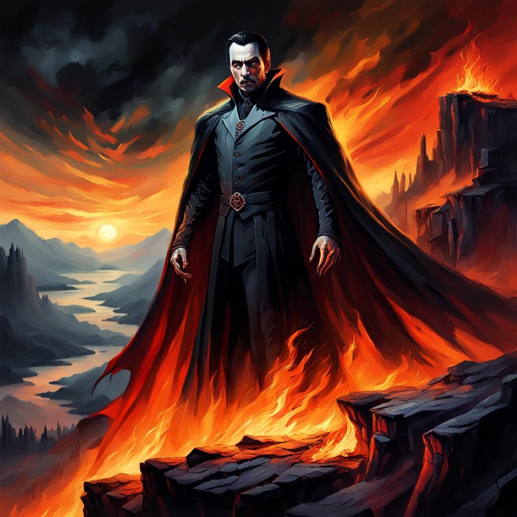 Dracula on Fire: Gothic Digital Painting