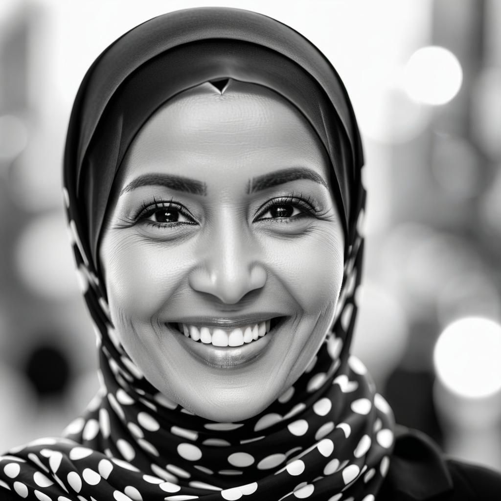 Beautiful Hijabi Woman Portrait in Black and White