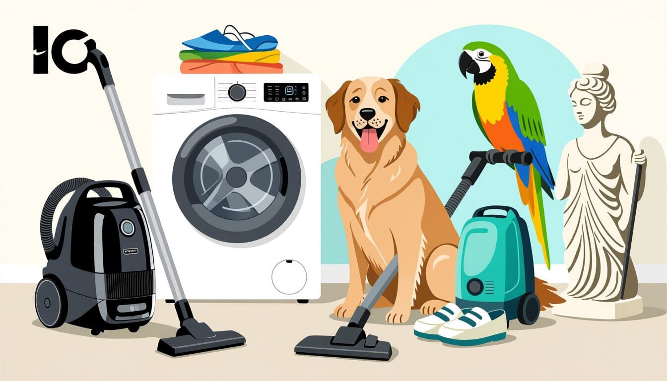Animals and Objects: Dogs, Parrots, Vacuums, and Statues