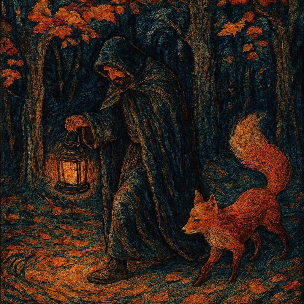 Autumnal Forest Illumination in Van Gogh Style