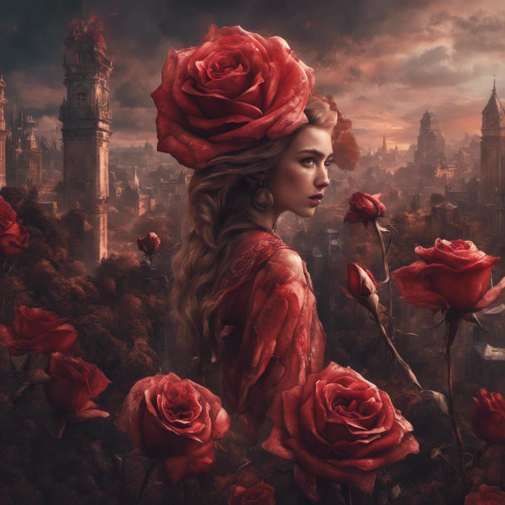 Sanguine Rose Knight: Epic Digital Matte Painting