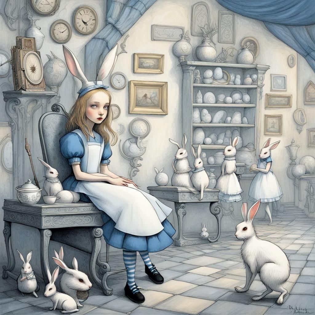 Alice in Wonderland as Punk Storybook Illustration