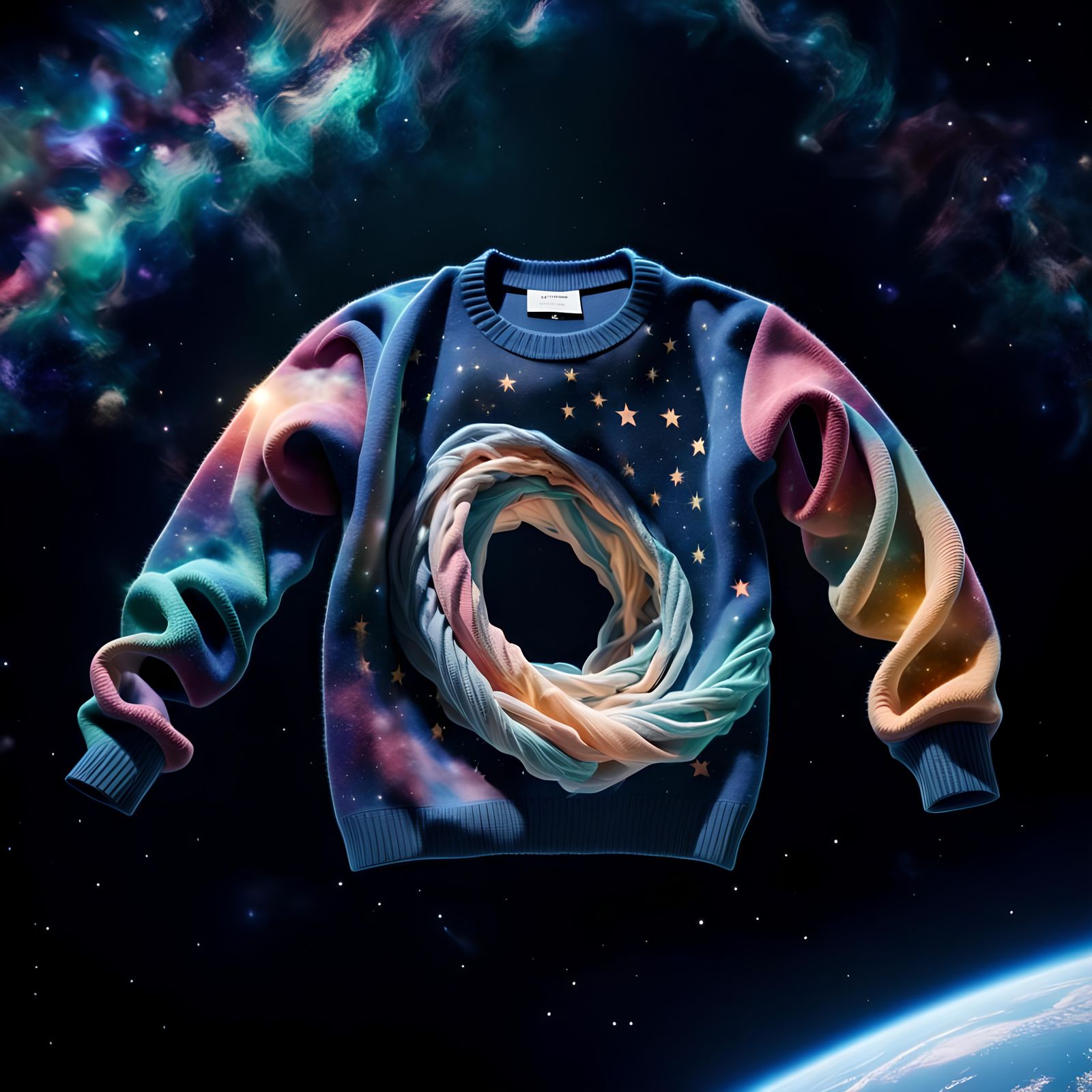 Unraveling Sweater Among Fabric Stars