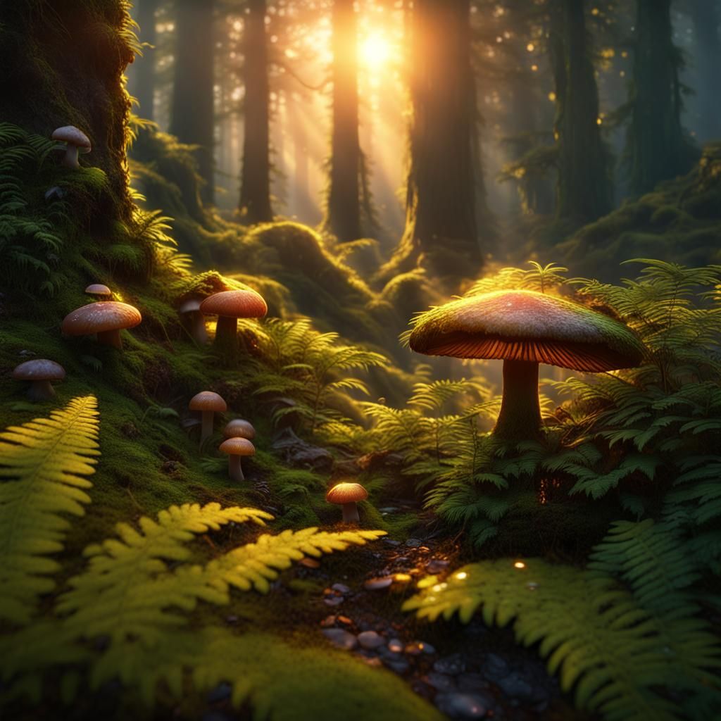 Sunlit Dewdrop Forest: A Fantasy Concept Art