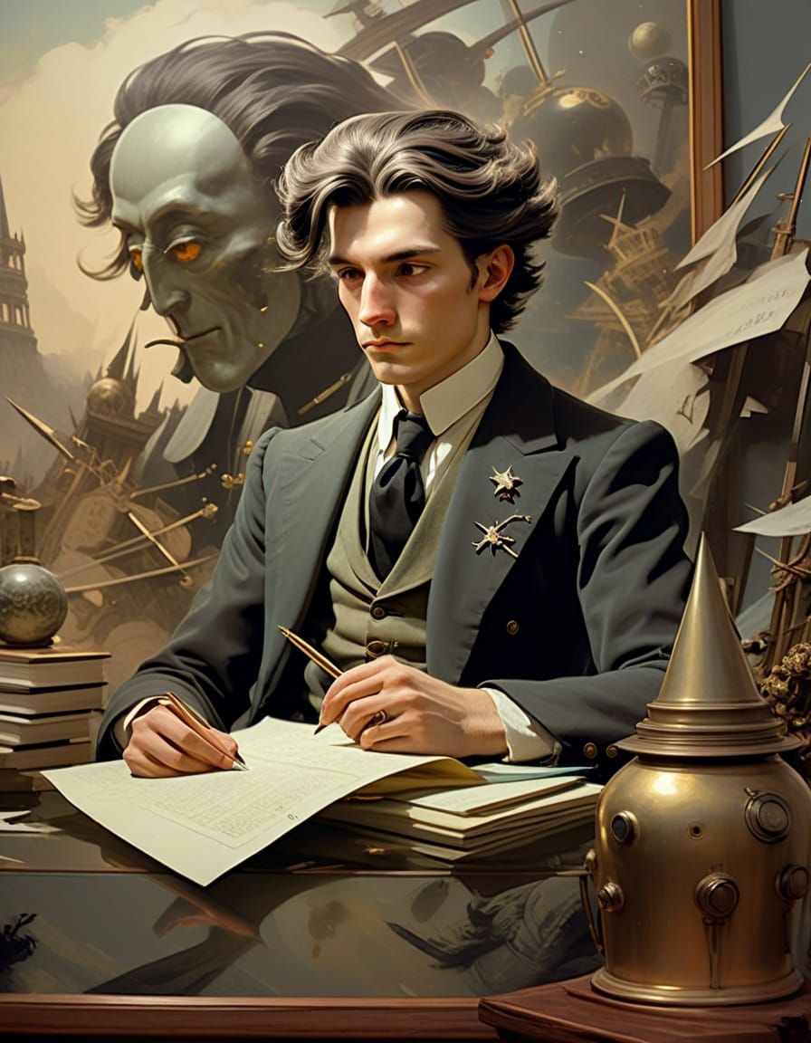 Whimsical Retrofuturism of a Grandfather and Granddaughter