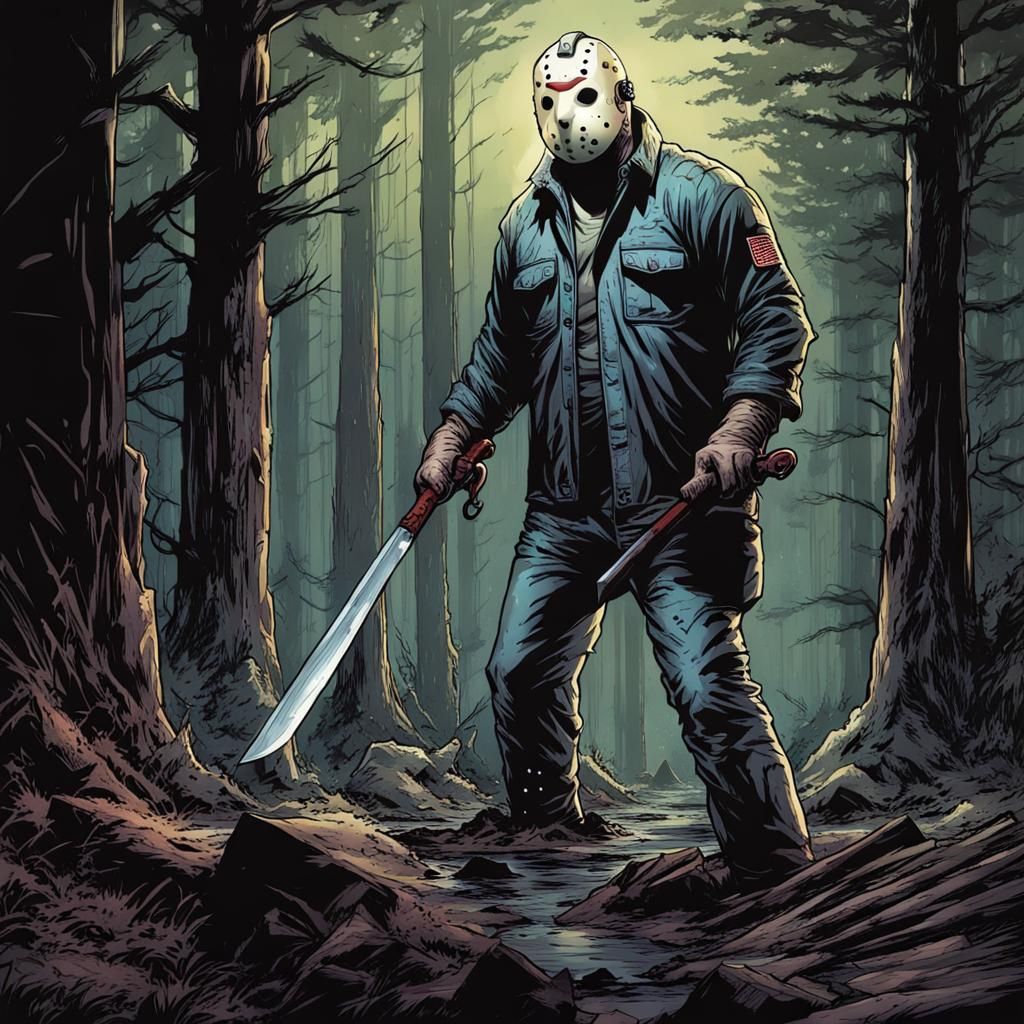 Jason Voorhees in Comic Book Art Style