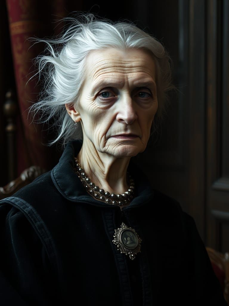 Ethereal Portrait of an Elderly Noblewoman in Old Master Sty...