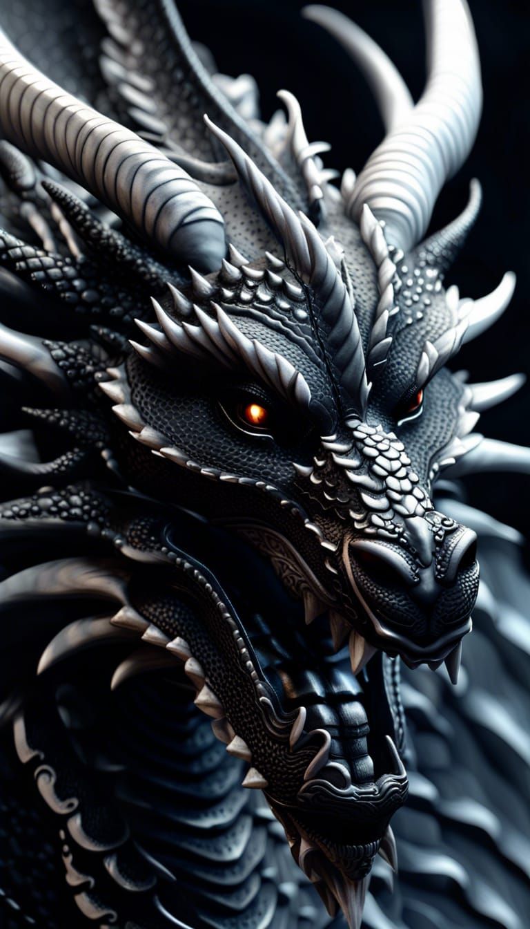 Ethereal Black Dragon God in Dark Fantasy Style