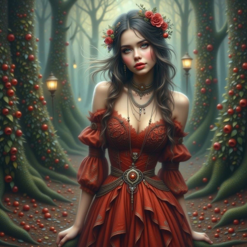 Woman Lost in Time, Painterly Fantasy Oil Painting