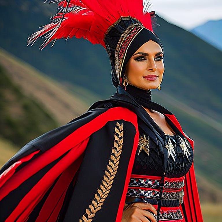 Albanian Superhero with Eagle Cloak in Comic Book Art