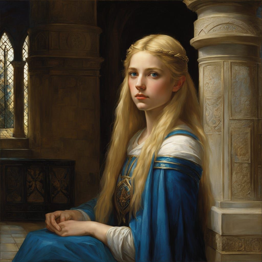 Luminous Paladin in Castle, Chiaroscuro Style