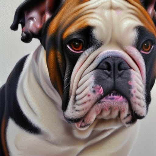 Bulldog Portrait in Oil Painting Style