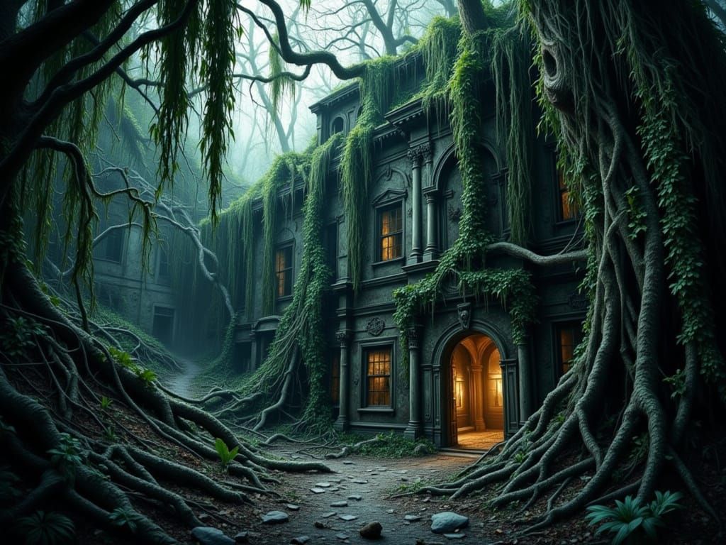 Lost Dystopian City Overgrown by Nature