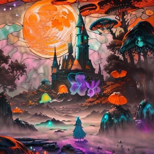 Bioluminescent Ghosts in Mist: Stained Glass Art