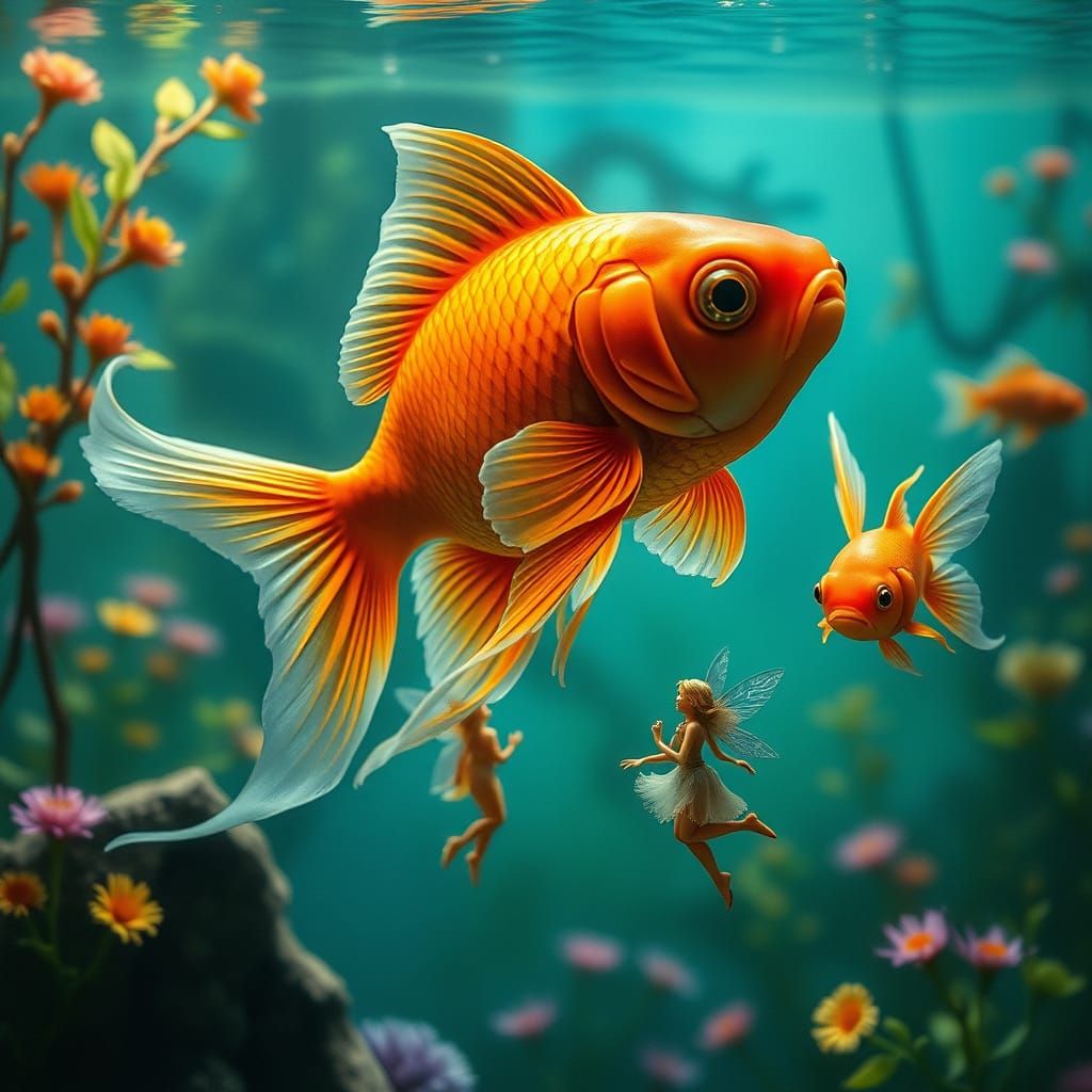 Whimsical Aquatic Scene in Dreamlike Style