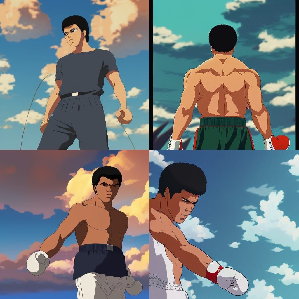 Muhammad Ali in Studio Ghibli Anime Style