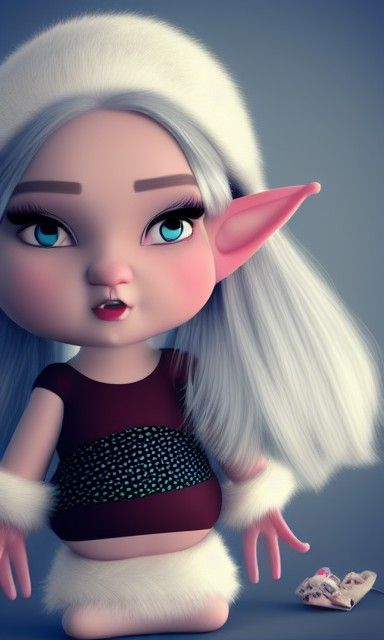 Fantasy Elf Girl with Flowing White Hair