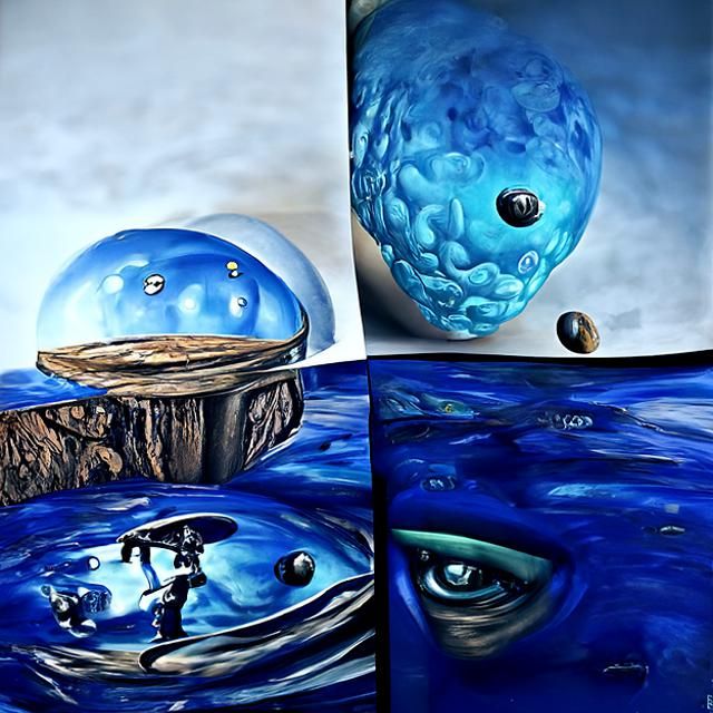 Surreal Blue Worlds: Detailed Photorealistic Painting